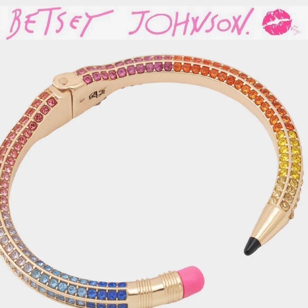 Betsey Johnson Pave Pencil Cuff Bracelet- Multi